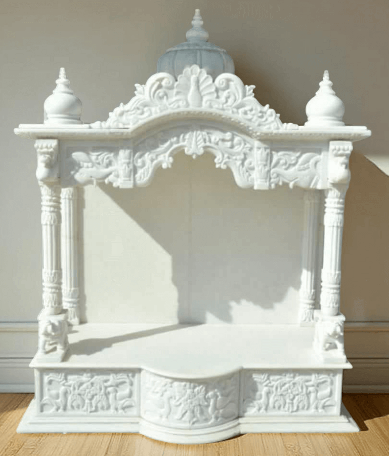 Elegant Marble Ghar Mandir - Home Temple with Bhagwan Idols for Pooja Room